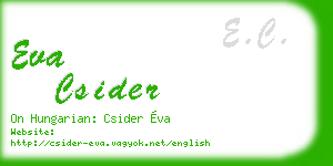 eva csider business card